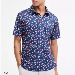 Chubbies Ultra Fine Knit Navy Blurred Floral Golf Polo Men’s Size Small